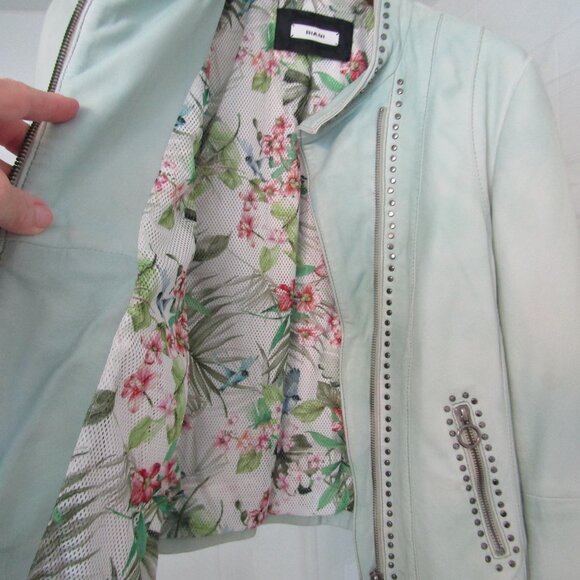Mint Green Leather Coat Jacket--Beautiful Lining--Purchased in UK for $625USD--8 - Picture 5 of 6